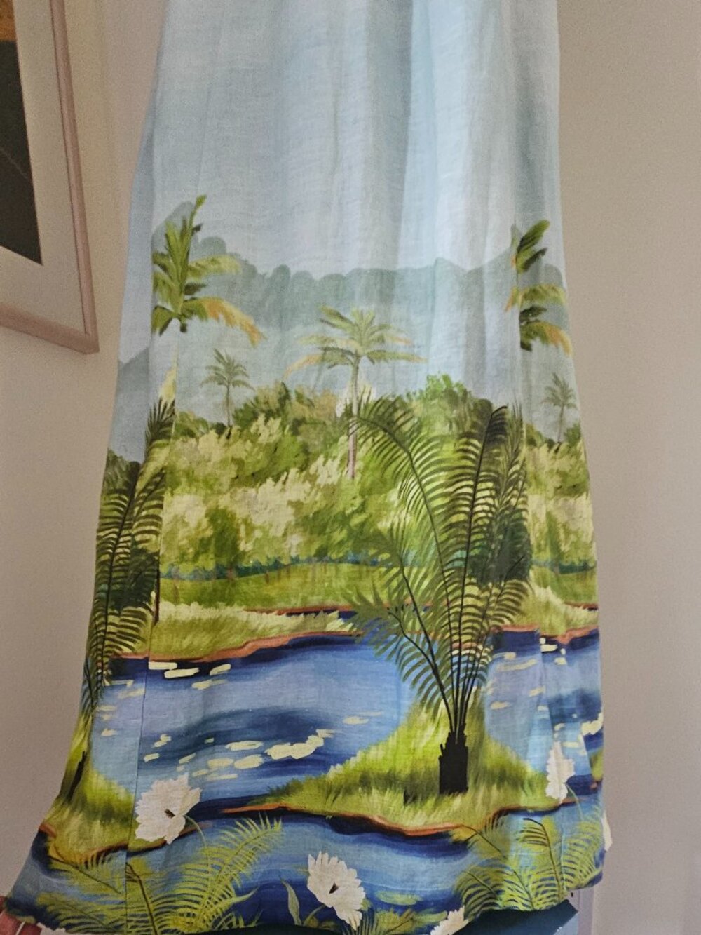 Calypso St. Barth blue 100% cotton maxi dress w/pockets, lined, US6/Euro36 NEW - Picture 6 of 13